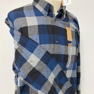 The Foundry Supply Flannel Adult Men's Button Shirt Blue Blk Big Sizes